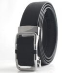 Wholesale Men's Matte Automatic Buckle Leather Belt | Split Cowhide, Laser Logo Business Dress Belt (Multiple Finishes) LAY-002 - Image 4
