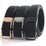 Wholesale Men's Matte Automatic Buckle Leather Belt | Split Cowhide, Laser Logo Business Dress Belt (Multiple Finishes) LAY-002 - Image 2