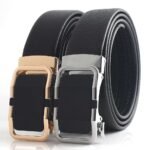 Wholesale Men's Matte Automatic Buckle Leather Belt | Split Cowhide, Laser Logo Business Dress Belt (Multiple Finishes) LAY-002 - Image 6