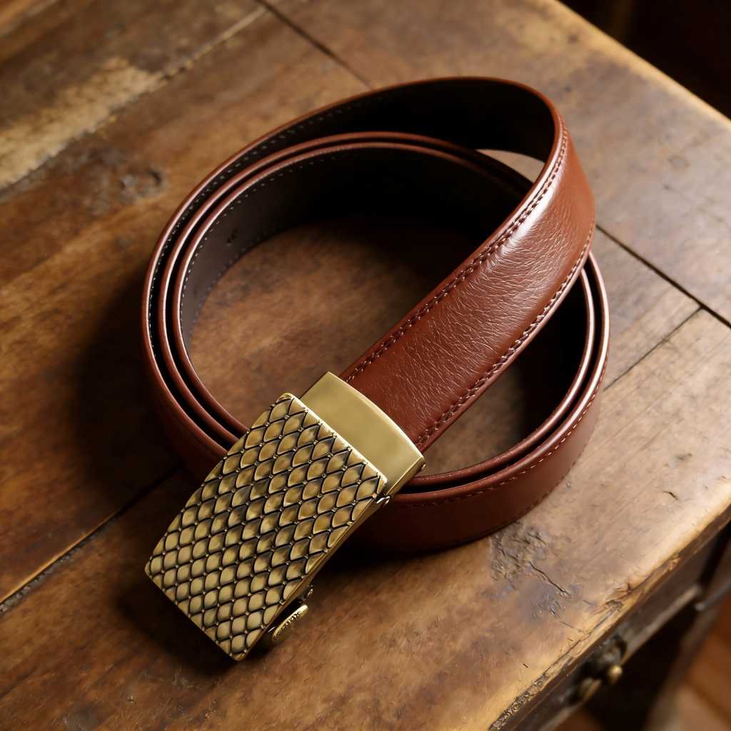 Cingulum virorum retro casuale cum fibula automatica (9) Men's Retro Automatic Belt with vintage alloy buckle 8618