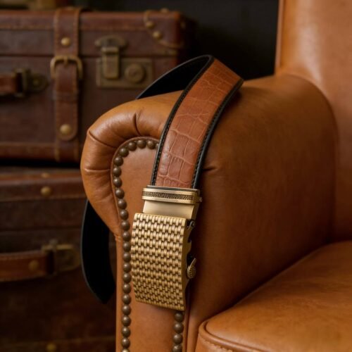 Men's automatic buckle high-grade alloy retro braided craft belt