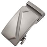 Brushed Silver Automatic Zinc Alloy Belt Buckle – Minimalist Geometric Design (LY36-0331)
