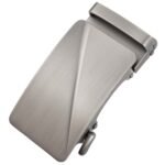 Brushed Silver Automatic Zinc Alloy Belt Buckle – Minimalist Geometric Design (LY36-0331)