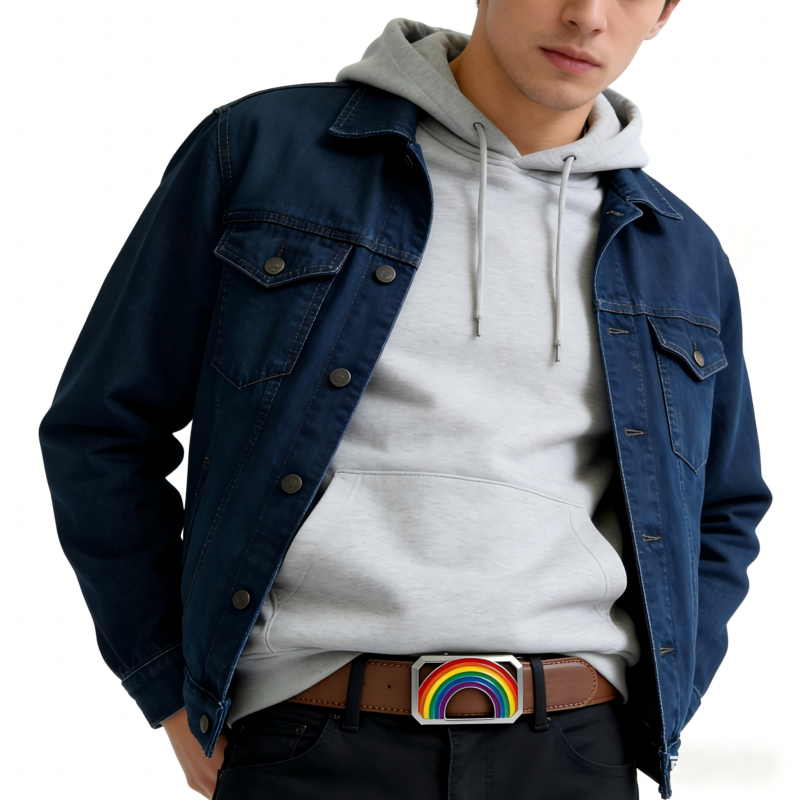 Rainbow Pride Automatic Buckle Leather Belt for Men