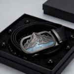 Men's Leather Belt with Unique Mountain Scenery Buckle – Premium Genuine Leather Gift for Him, Fathers Day, Birthday & Anniversary Wholesale DC8656 - Image 2