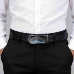 Men's Leather Belt with Unique Mountain Scenery Buckle – Premium Genuine Leather Gift for Him, Fathers Day, Birthday & Anniversary Wholesale DC8656 - Image 4