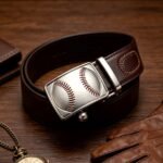 Wholesale Baseball Stitch Sport Belt – Custom Ratchet Buckle, Premium Leather DC8674 - Image 4