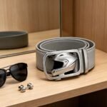 Wholesale Custom Men’s Motorcycle Culture Leather Belt with Helmet Automatic Buckle DC86124 - Image 7