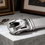 Wholesale Custom Men’s Motorcycle Culture Leather Belt with Helmet Automatic Buckle DC86124 - Image 3