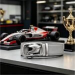 Wholesale Custom Men’s Motorcycle Culture Leather Belt with Helmet Automatic Buckle DC86124 - Image 6