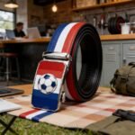 Custom Soccer Fan Gift Ratchet Belts Bulk - France Flag Hardware Leather Belt Manufacturer DC86109 - Image 5