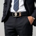 Wholesale Custom Men's Leather Belt Double Golf Club Badge Automatic Buckle Business Casual Golf Belts for Men DC86118 - Image 5