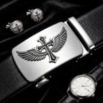 Wholesale Men's Ratchet Leather Belt with Engraved Cross Wings - DC8685 - Image 6