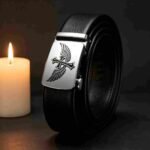 Wholesale Men's Ratchet Leather Belt with Engraved Cross Wings - DC8685 - Image 7