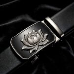 Wholesale Lotus Flower Automatic Belt – Zen Style Ratchet Buckle, Premium Leather DC8677 - Image 7