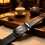 Wholesale Lotus Flower Automatic Belt – Zen Style Ratchet Buckle, Premium Leather DC8677 - Image 4