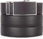 Wholesale Men's Leather Ratchet Belt with Matching Textured Buckle 8696 - Image 4