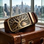 [Wholesale] Tree of Life Leather Belt – Antique Brass Buckle, Automatic Ratchet Style DC-8679 - Image 5