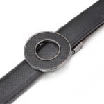 Wholesale Men's Minimalist Round Buckle Ratchet Belt Genuine Leather DC8683 - Image 5