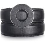 Wholesale Men's Minimalist Round Buckle Ratchet Belt Genuine Leather DC8683 - Image 2