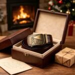 Wholesale Men's Designer Automatic Buckle Belt – Brown Leather with Lighthouse Embossed Plaque DC86144 - Image 2
